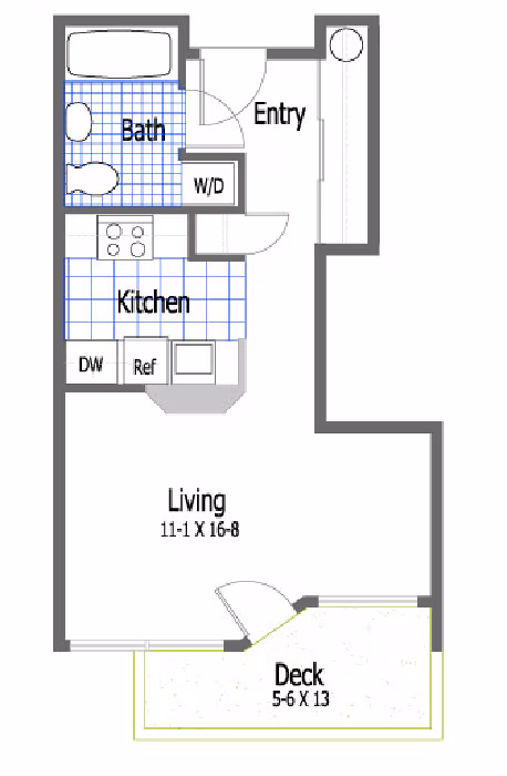 Remodeled Studio 406 floor plan